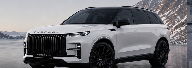 Arctic Royale — white OXBROOK N1 concept SUV, front three-quarter